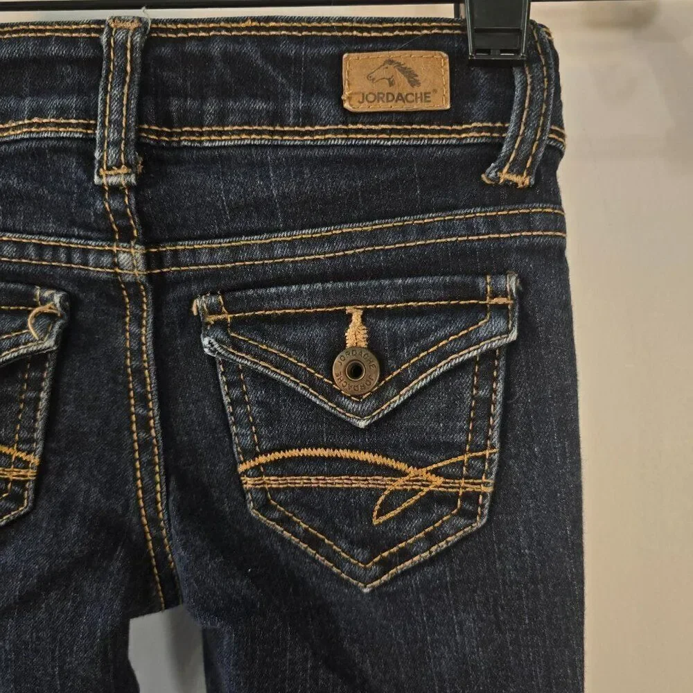 Girls Jordache Jeans Flare Cut Stretchable Blue Jeans Adjustable Waist Size 5